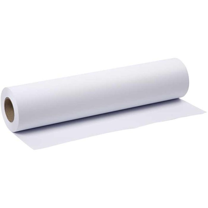 Tegnepapir på rulle, B: 42 cm, 80 g, hvid, 50 m/ 1 rl.