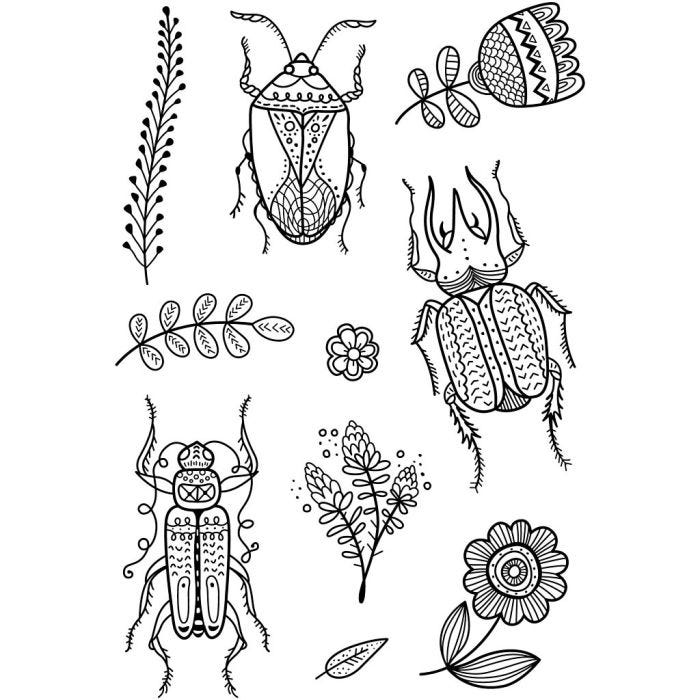 Silikonestempler, insekter, ark 11x15,5 cm, 1 ark