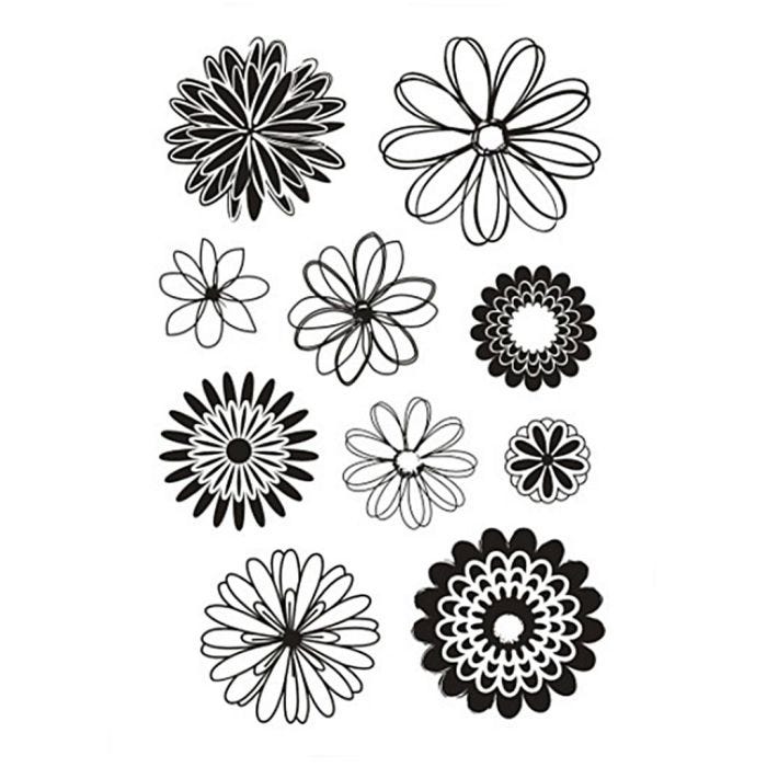 Silikonestempler, blomster, ark 11x15,5 cm, 1 ark