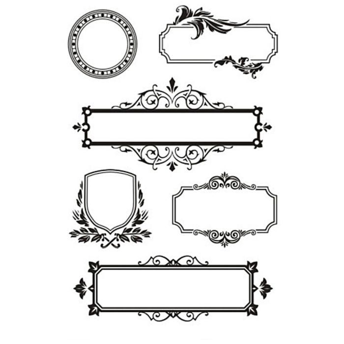 Silikonestempler, rammer med ornamenter, ark 11x15,5 cm, 1 ark