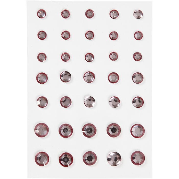 Rhinsten, rund kegle, str. 6+8+10 mm, rosa, 35 stk./ 1 pk.