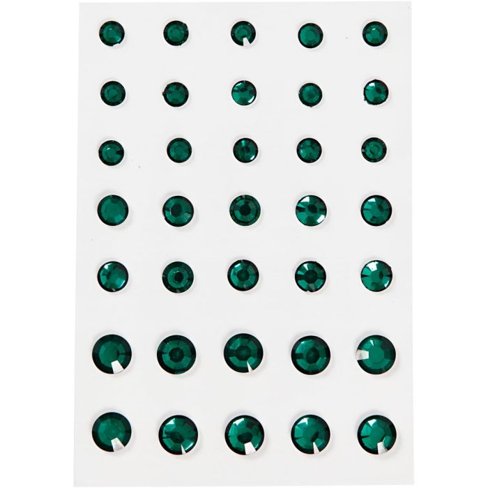 Rhinsten, rund kegle, str. 6+8+10 mm, grøn, 35 stk./ 1 pk.