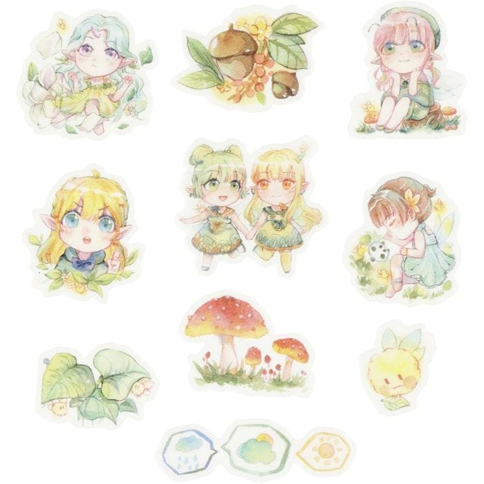 Washi stickers, småpiger, str. 20-50 mm, 30 stk./ 1 pk.