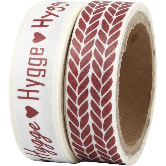 Masking Tape, hygge og strik, B: 15 mm, 2x5 m/ 1 pk.