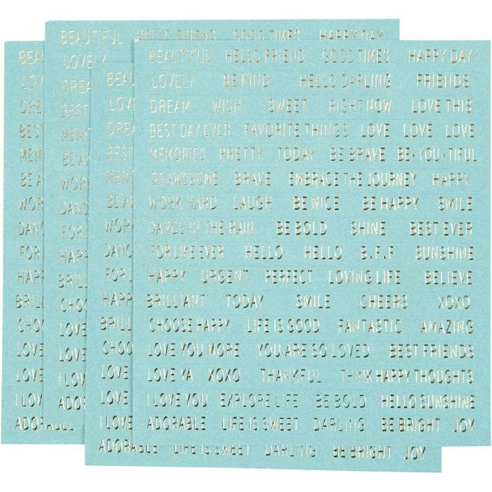 Stickers, ark 10x11,5 cm, turkis, 4 stk./ 1 pk.
