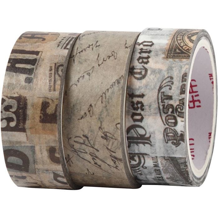 Masking Tape, brevkorrespondance, L: 5 M, B: 15 mm, 3 rl./ 1 pk.