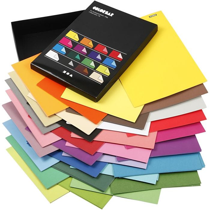 Color Bar Rivepapir, A4, ark 210x297 mm, 100 g, ass. farver, 16x10ark/ 1 pk.