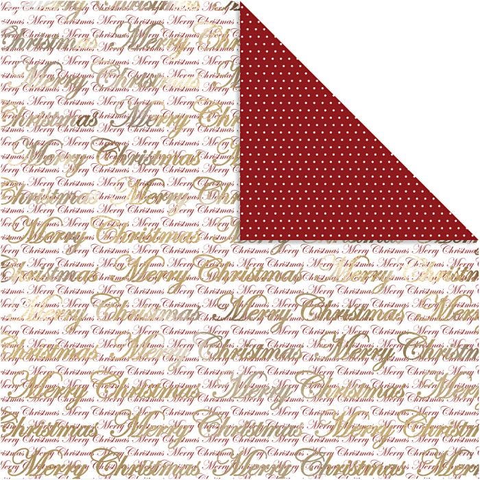 Designpapir, glædelig jul og prikker, ark 30,5x30,5 cm, 180 g, guld, 3 ark/ 1 pk.