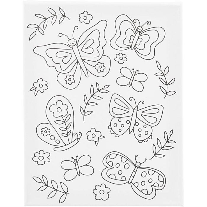 Malerlærred med print, Sommerfugle, D: 1,6 cm, str. 24x30 cm, 360 g, 1 stk.