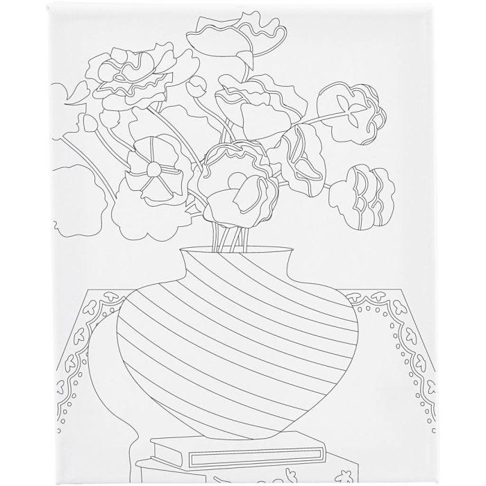 Malerlærred med print, Buket i vase, D: 1,6 cm, str. 24x30 cm, 360 g, 1 stk.