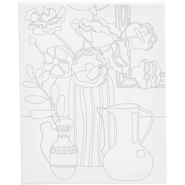 Malerlærred med print, Blomster stilleben, D: 1,6 cm, str. 24x30 cm, 360 g, 1 stk.