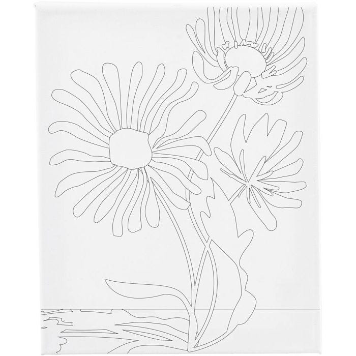 Malerlærred med print, Store blomster, D: 1,6 cm, str. 24x30 cm, 360 g, 1 stk.