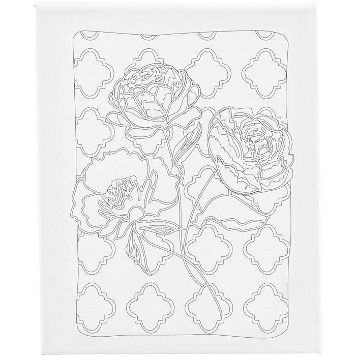 Malerlærred med print, Roser, D: 1,6 cm, str. 24x30 cm, 360 g, 1 stk.