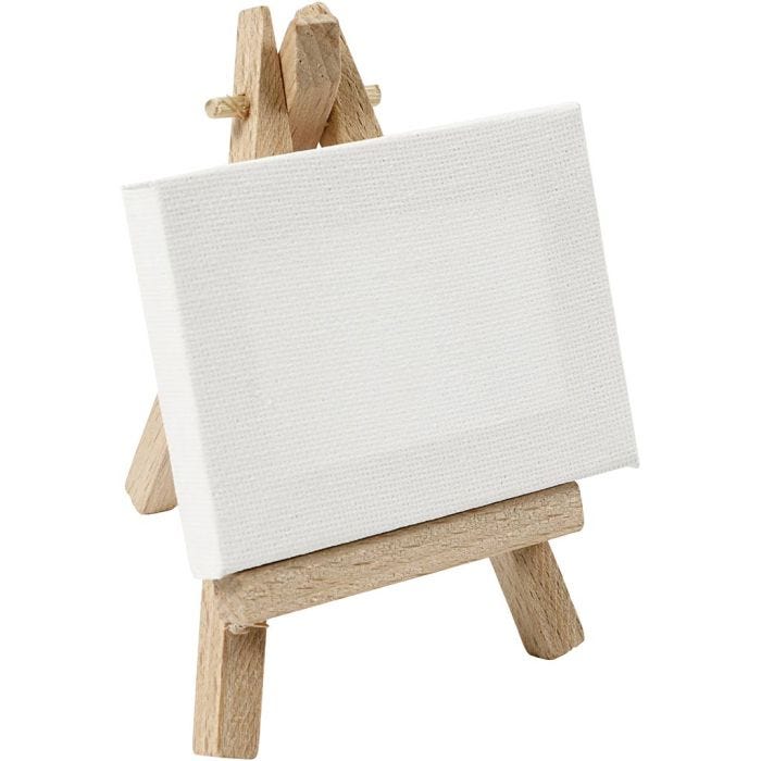 Minilærred med staffeli, str. 8x6x1 cm, hvid, 1 stk.