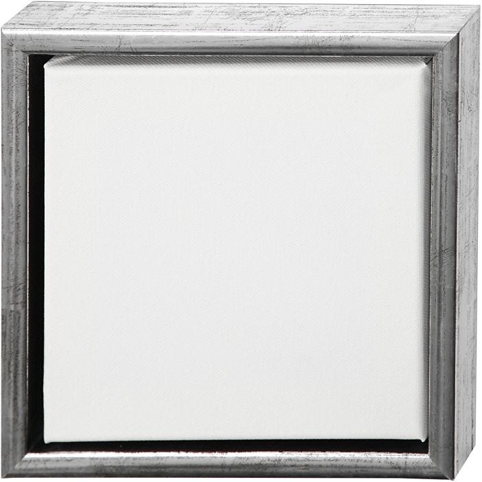Malerlærred med træramme, str. 20x20 cm, 360 g, antik sølv, hvid, 1 stk.