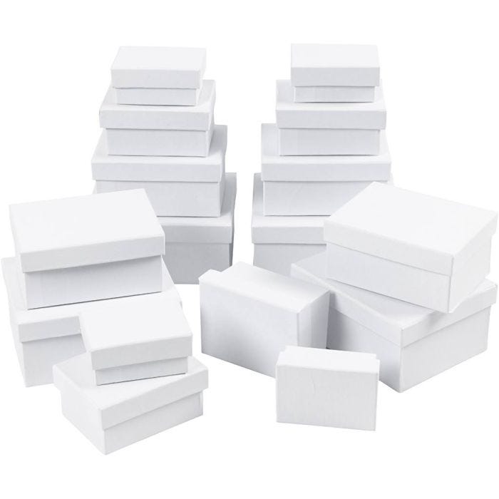 Rektangulære Æsker, H: 3,5+4,5+5,5+6,5 cm, str. 8,5x11,5+11x14 cm, 4x4stk./ 1 pk.