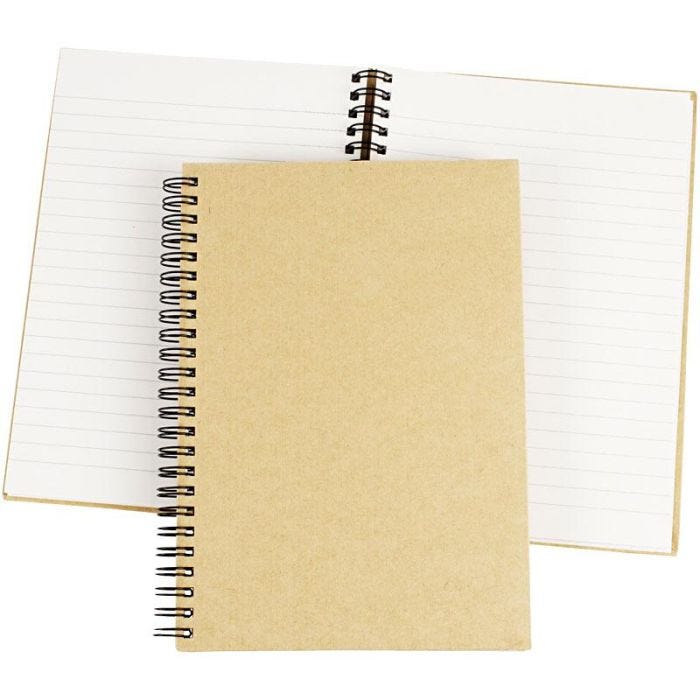 Notesbog med spiral, A5, ark 148x210 mm, 60 g, brun, 1 stk.
