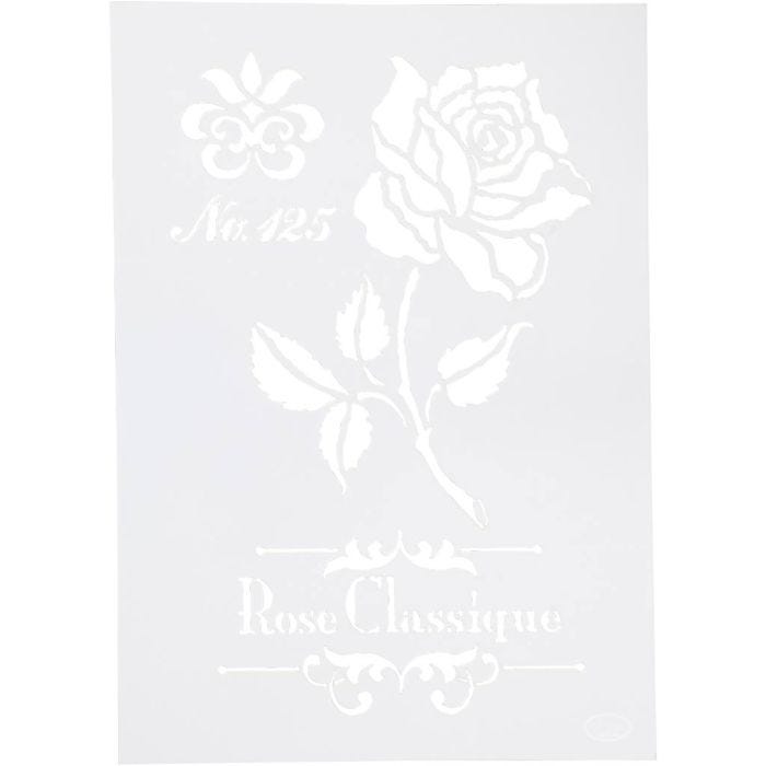 Stencil, rose, A4, ark 210x297 mm, 1 stk.