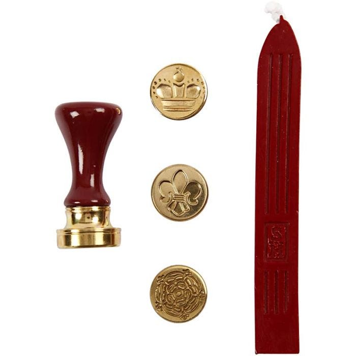 Lak og segl, krone, blomst, fransk lilje, diam. 18 mm, 1 sæt