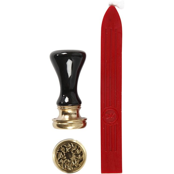 Lak og segl, diam. 17 mm, rød, 1 sæt