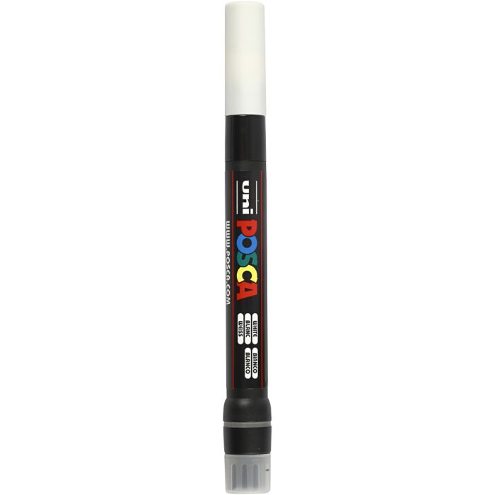 Posca Tusch, nr. PCF350, streg 1-10 mm, brush, hvid, 1 stk.