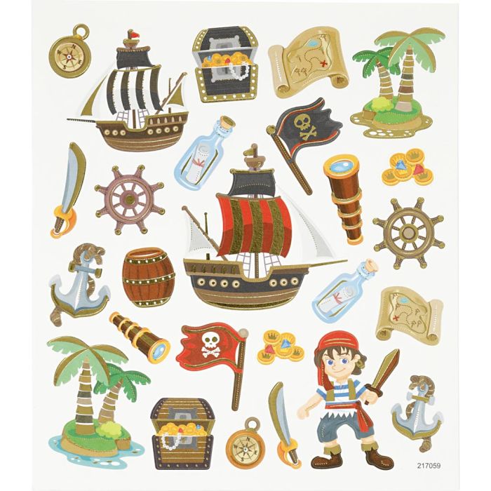 Stickers, pirater, ark 15x16,5 cm, 1 ark