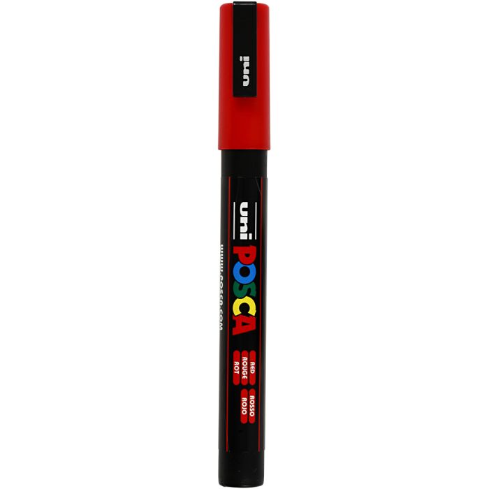 Posca Tusch, nr. PC-3M, streg 0,9-1,3 mm, fine, rød, 1 stk.