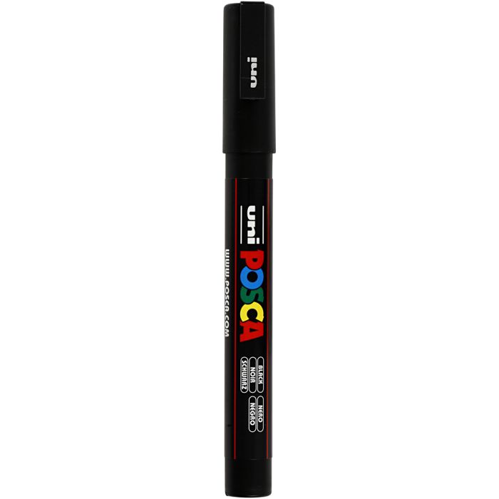 Posca Tusch, nr. PC-3M, streg 0,9-1,3 mm, fine, sort, 1 stk.