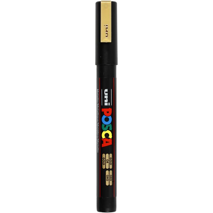 Posca Tusch, nr. PC-3M, streg 0,9-1,3 mm, fine, guld, 1 stk.