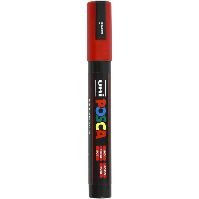 Posca Tusch, nr. PC-5M, streg 2,5 mm, medium, rød, 1 stk.