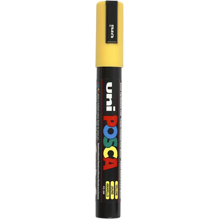 Posca Tusch, nr. PC-5M, streg 2,5 mm, medium, gul, 1 stk.