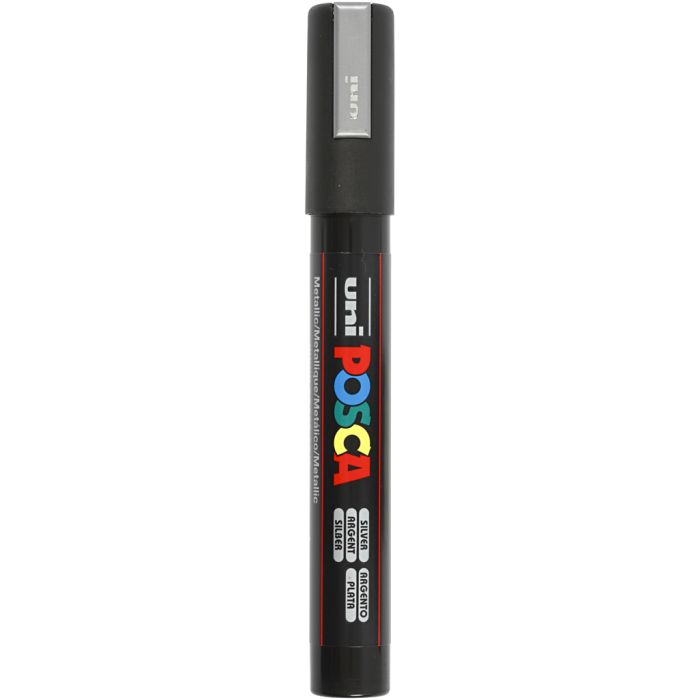 Posca Tusch, nr. PC-5M, streg 2,5 mm, medium, sølv, 1 stk.