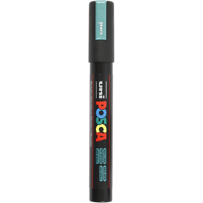 Posca Tusch, nr. PC-5M, streg 2,5 mm, medium, metal grøn, 1 stk.