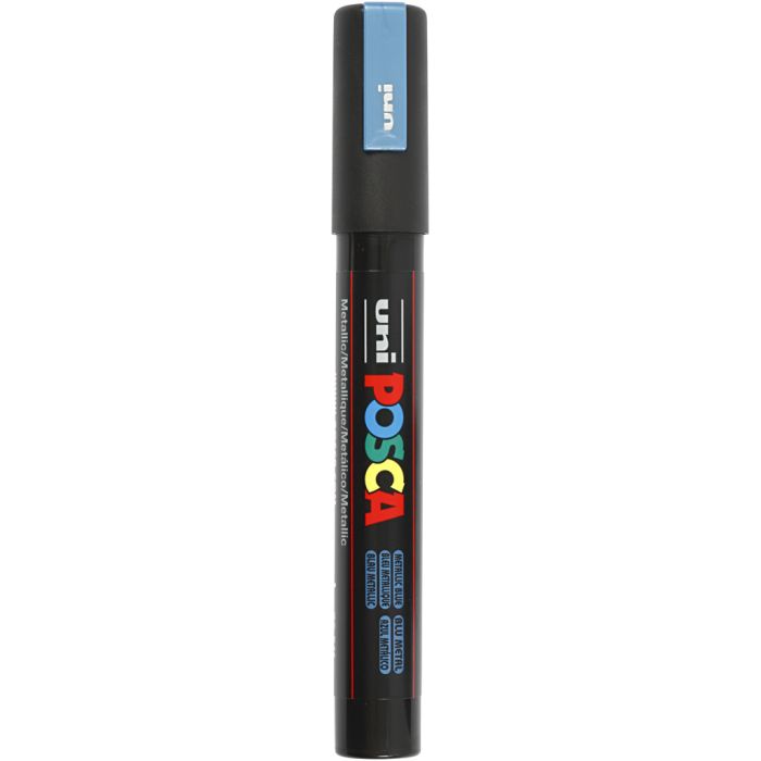 Posca Tusch, nr. PC-5M, streg 2,5 mm, medium, metallic blå, 1 stk.
