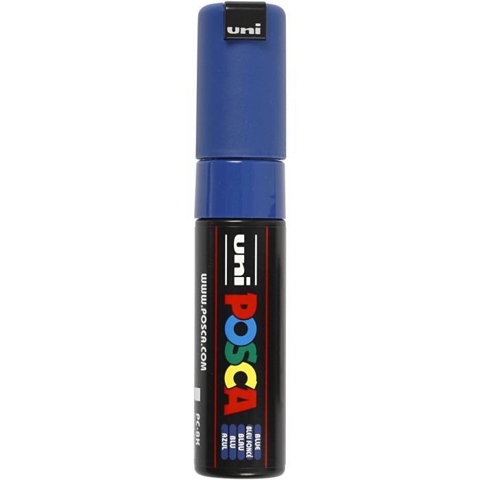 Posca Tusch, nr. PC-8K, streg 8 mm, broad, blå, 1 stk.