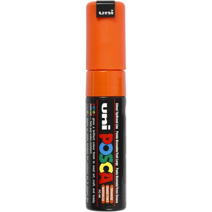 Posca Tusch, nr. PC-8K, streg 8 mm, broad, orange, 1 stk.