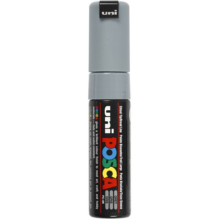 Posca Tusch, nr. PC-8K, streg 8 mm, broad, grå, 1 stk.