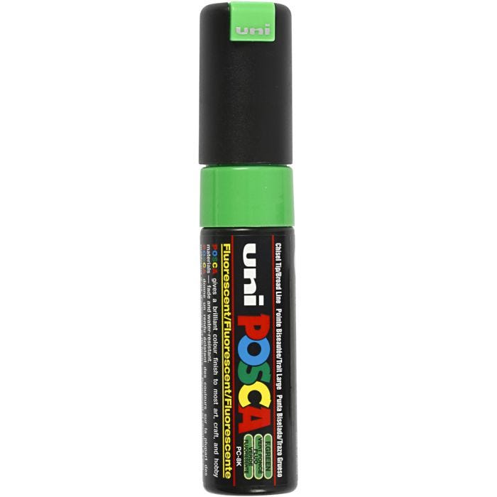 Posca Tusch, nr. PC-8K, streg 8 mm, broad, fluorescerende grøn, 1 stk.