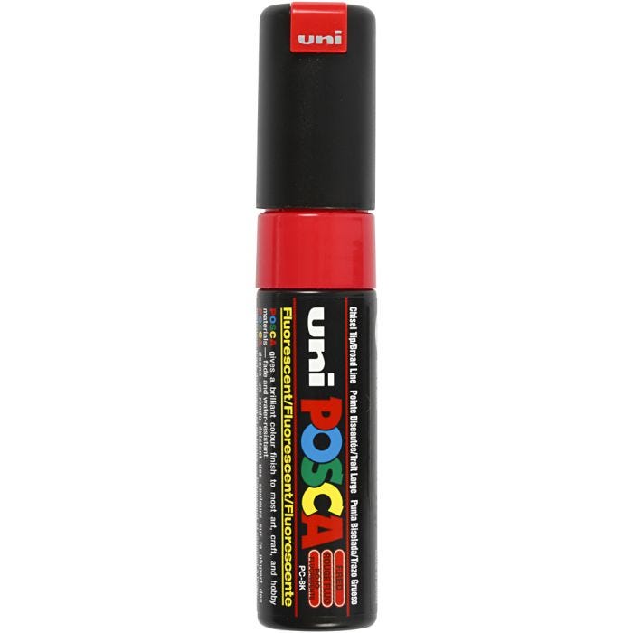 Posca Tusch, nr. PC-8K, streg 8 mm, broad, fluorescerende rød, 1 stk.