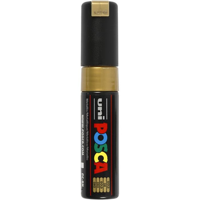 Posca Tusch, nr. PC-8K, streg 8 mm, broad, guld, 1 stk.
