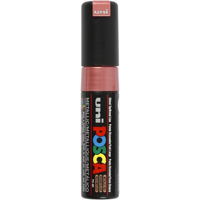Posca Tusch, nr. PC-8K, streg 8 mm, broad, metal rød, 1 stk.