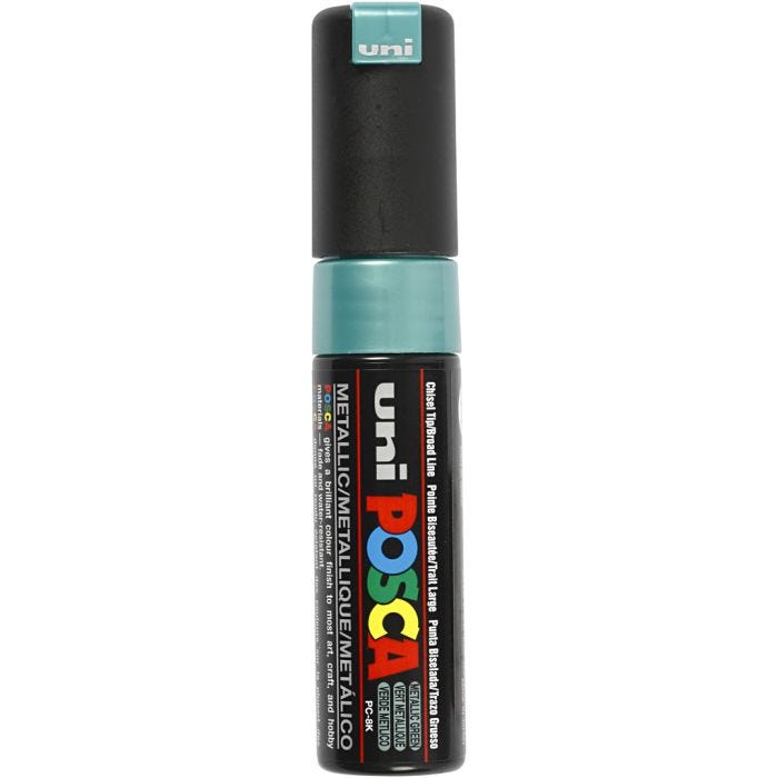 Posca Tusch, nr. PC-8K, streg 8 mm, broad, metal grøn, 1 stk.