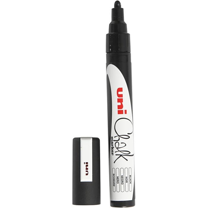Chalk Marker, streg 1,8-2,5, sort, 1 stk.