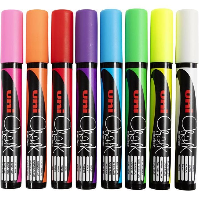 Chalk Marker, streg 1,8-2,5 mm, 8 stk./ 1 pk.