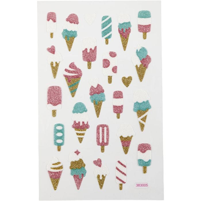 Glitterstickers, is, ark 10x16 cm, 1 ark
