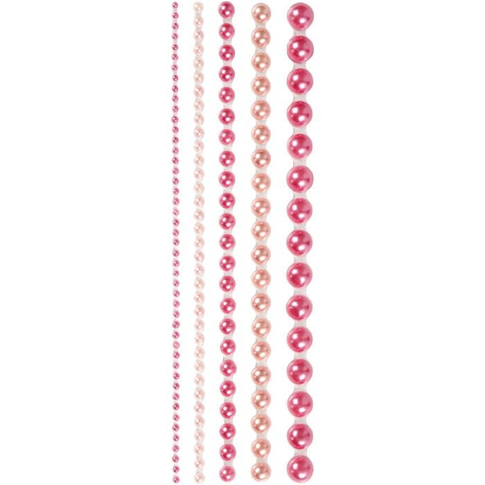 Halv-perler, str. 2-8 mm, pink, 140 stk./ 1 pk.