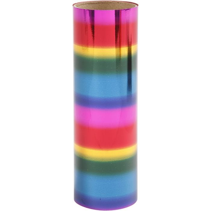 Dekorationsfolie, B: 15,5 cm, tykkelse 0,02 mm, regnbuefarver, 50 cm/ 1 rl.