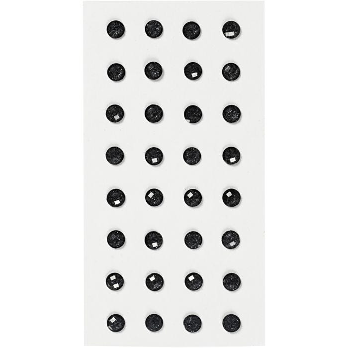 Rhinsten, diam. 8 mm, sort, 32 stk./ 1 pk.