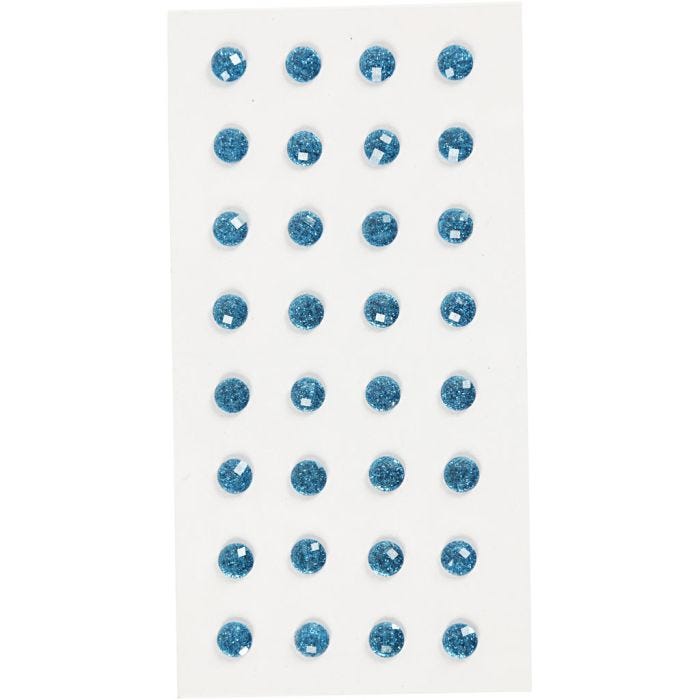 Rhinsten, diam. 8 mm, blå, 32 stk./ 1 pk.