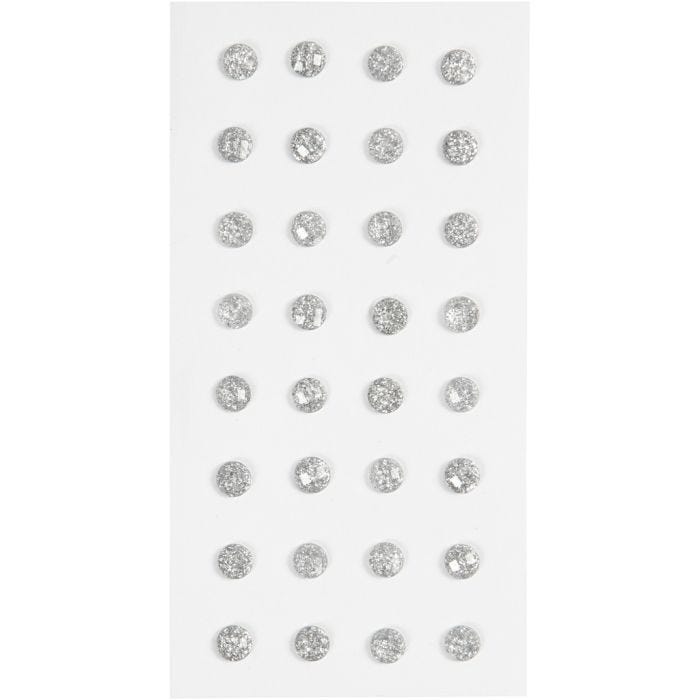 Rhinsten, diam. 8 mm, sølv, 32 stk./ 1 pk.